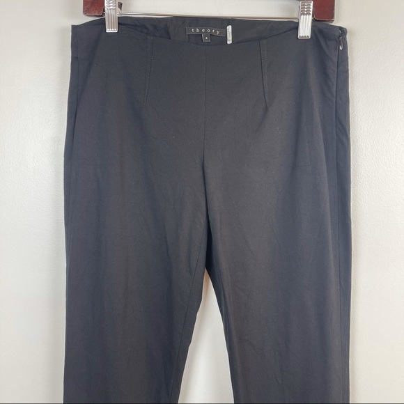 𝅺Theory Black Career Office Pants Women’s Size 4 Side Zip Classic Neutral - Picture 3 of 8